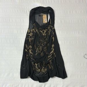 All Saints Black with Gold Embellished Dress